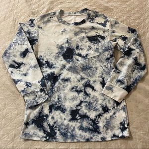 Ivory Ella Navy Blue Tie-Dye Long Sleeve Shirt Size Medium